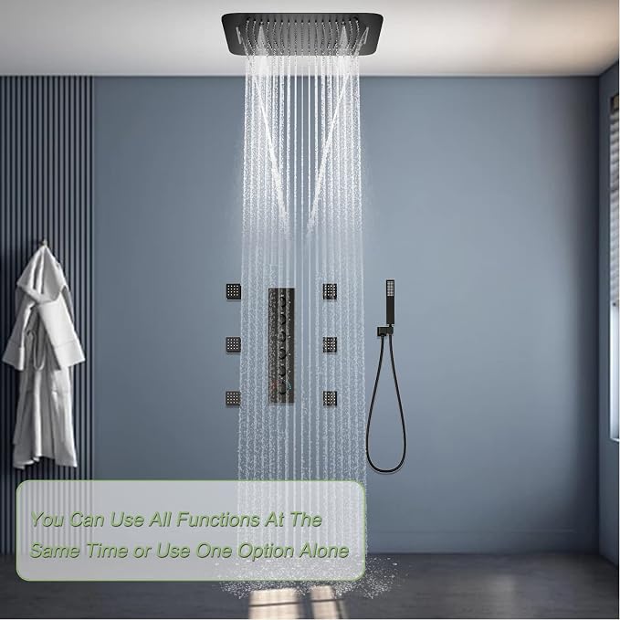 Matte Black Shower System Thermostatic Shower Faucet - Image 9