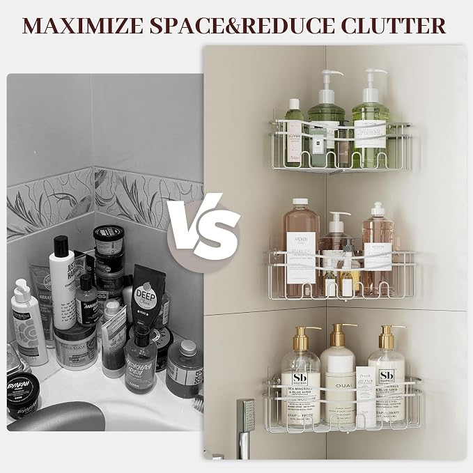Chrome Shower Caddy Corner, Rustproof Bathroom Organizer Corner - Image 7