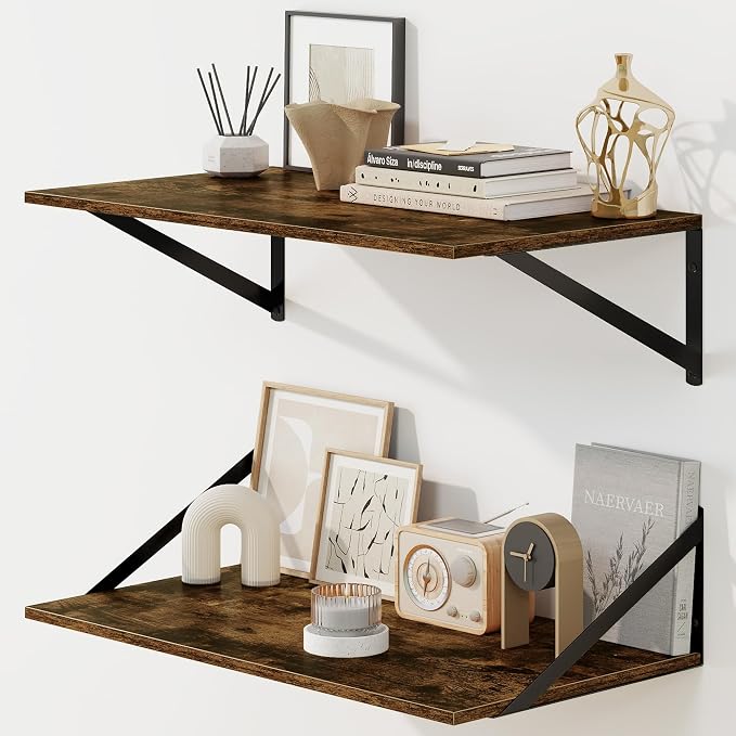 Fun Memories Floating Shelves for Wall, 12 Inch Deep Floating Shelves Set of 2 by FunMemories