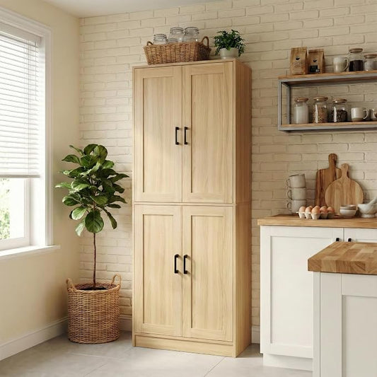 71" Tall Kitchen Pantry Cabinet, Freestanding Food Storage Organizer by DIYART