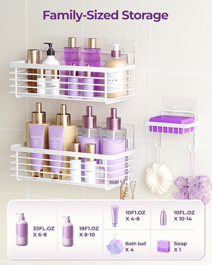 ODesign Shower Caddy 3 Pack SUS304 Stainless Steel-No Drilling-Shower Bathroom - Image 5