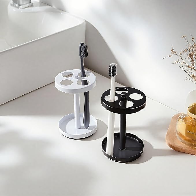 White Stainless Toothbrush Holder Stand: Rustproof Bathroom Countertop Organizer - Image 4