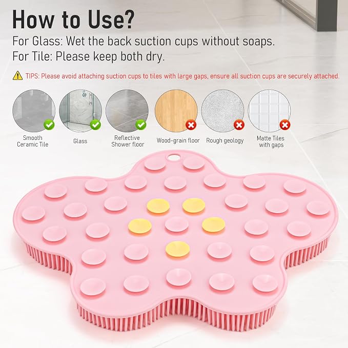 Shower Foot Scrubber Mat Silicone, Back Scrubber Exfoliating Washer Pad - Image 5