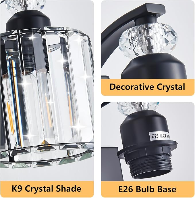 6-Light Black Bathroom Light Fixture Modern Vanity Lights Over Mirror Vintage - Image 5