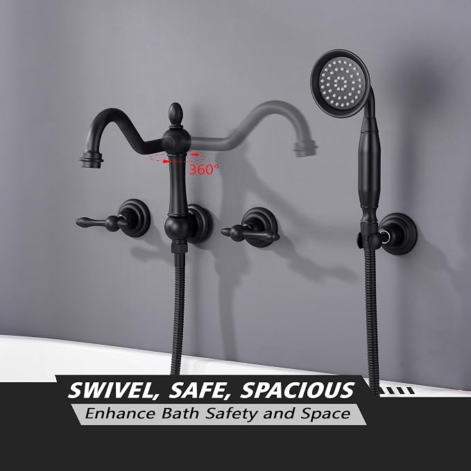 SUMERAIN Matte Black Wall Mounted Bathtub Faucet - Image 4