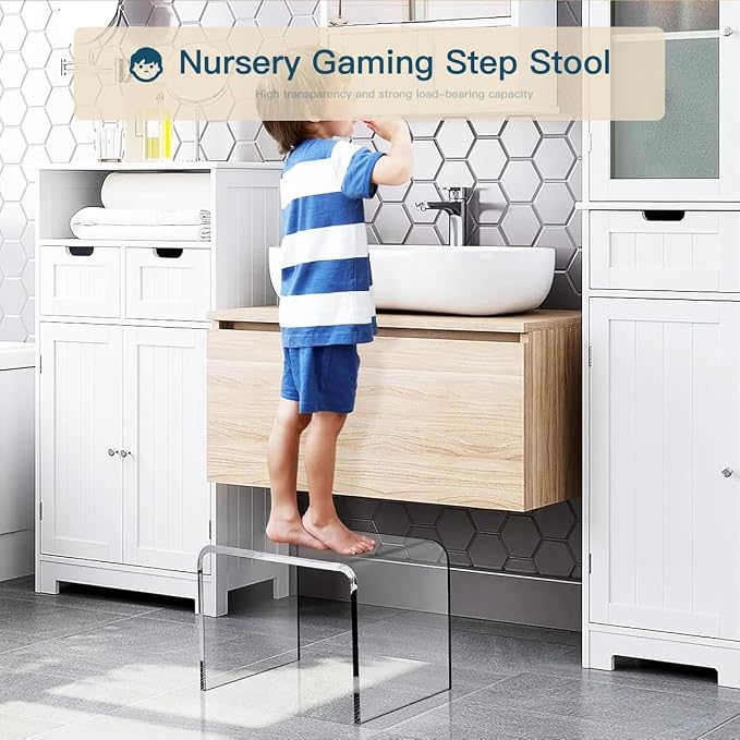 Acrylic 13" W Small Kids' Step Toilet Stool, Seating and Placing Items - Image 7