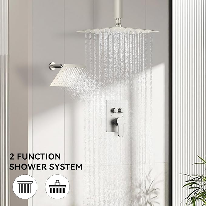 Shower Faucet Set Brushed Nickel Shower System, STARBATH 10" Ceiling Mount Rain - Image 6