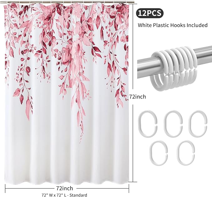 Colorful Star Pink Eucalyptus Waterproof Shower Curtain Set - Image 8