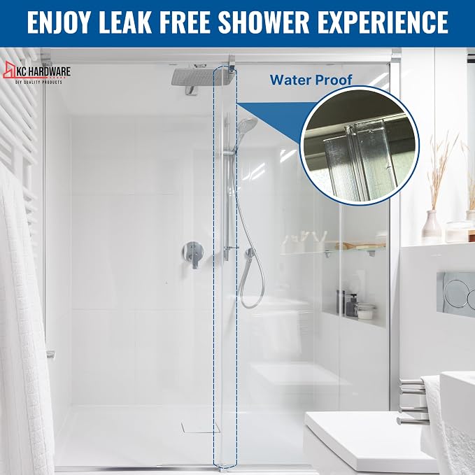 CBW Frameless Shower Door Side Seal Strip H-Type 180 Degree 85'' Length - Image 8