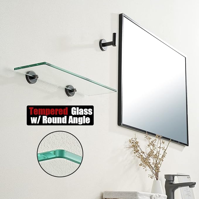 JQK Bathroom Glass Shelf Oil Rubbed Bronze, Tempered Glass Shower Storage 16 by - Image 6
