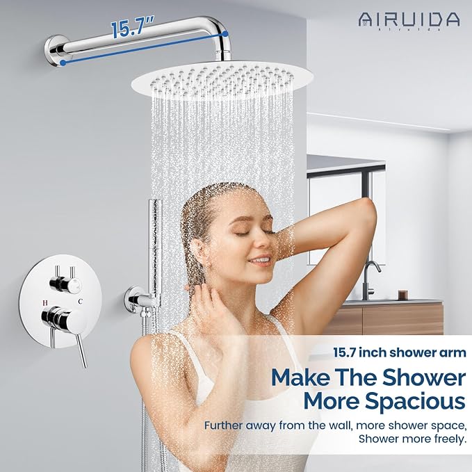 Airuida Shower Fixtures 2 Functions Shower Faucet Set Wall Mounted - Image 3