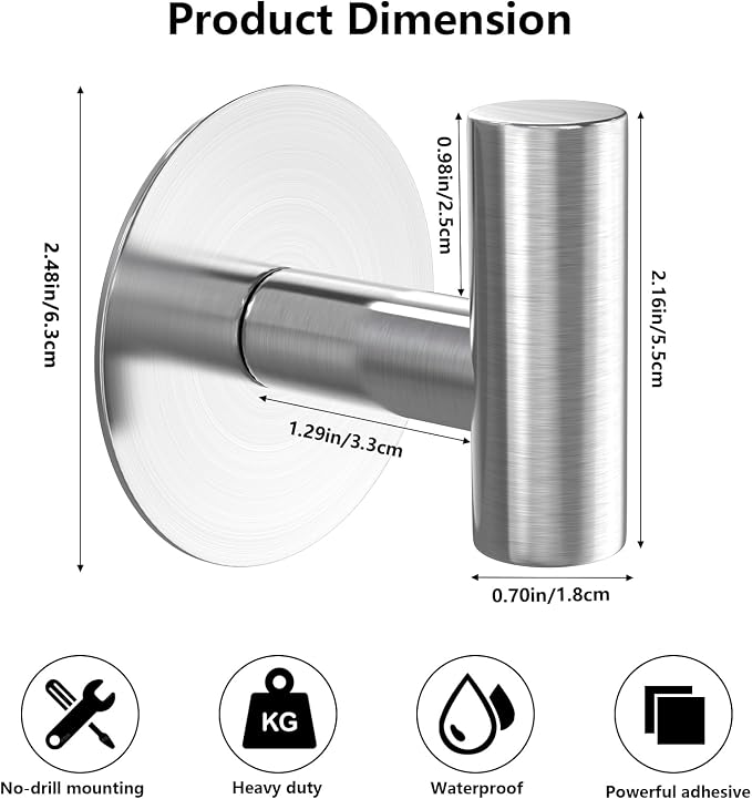 Heavy Duty Self-Adhesive Coat Hooks, Stainless Steel Towel Hooks - Image 7