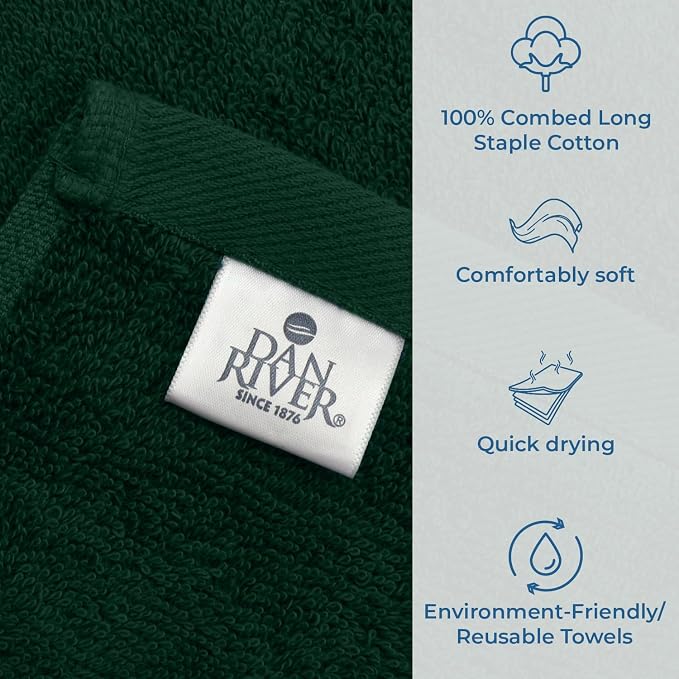 DAN RIVER Bath Towels Set of 4, 27 x 54 Inches, 100% Cotton, Larger & Lighter - Image 4
