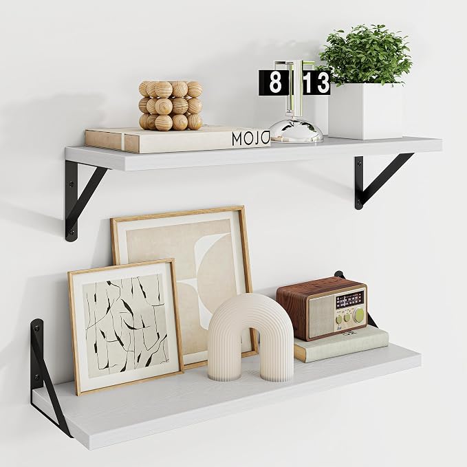 Dreamland Wall Shelves Long, 24W x 8D Wall Mounted Shelves Set of 2, Wide by Dreamland