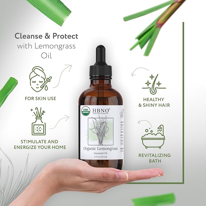 HBNO Organic Lemongrass Essential Oil - Image 2