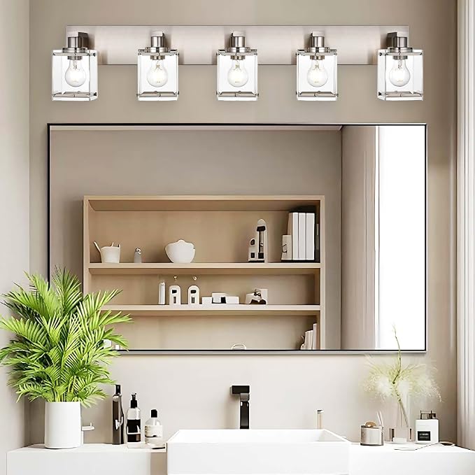 5-Lights Brushed Nickel Bathroom Wall Light - Image 2