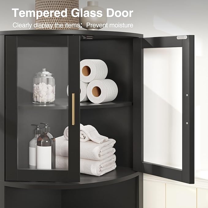 64.9" Tall Corner Cabinet, Modern Fluted Storage Cabinet - Image 5