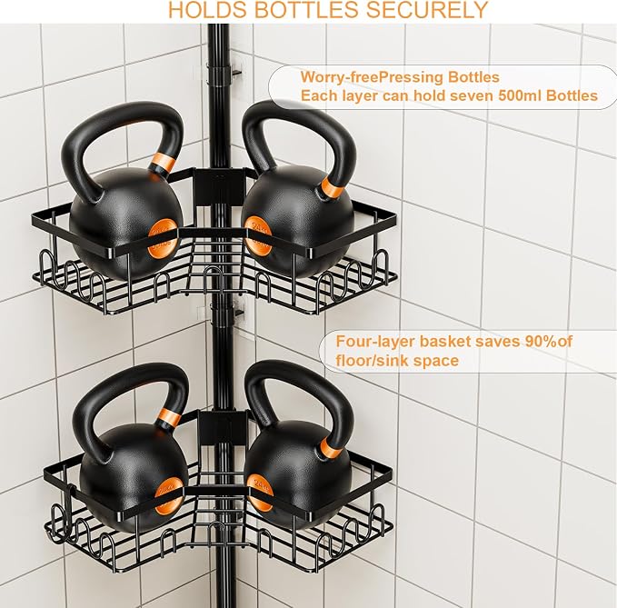 Corner Shower Caddy Tension Pole - Image 4