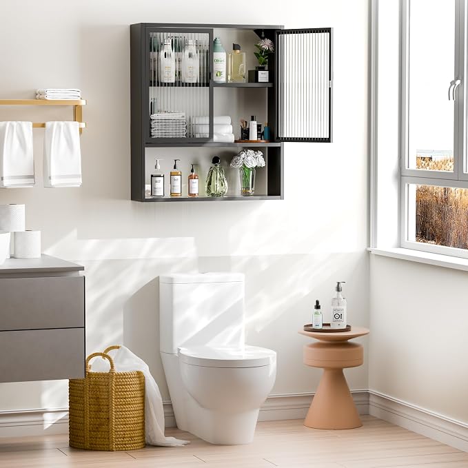 Metal Medicine Cabinet with Glass Doors, Space Saver Bathroom Cabinets Wall - Image 6