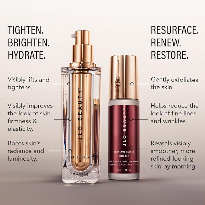 JLO BEAUTY Face Serum Set for Day & Night, Hydrating & Exfoliating Skincare - Image 2