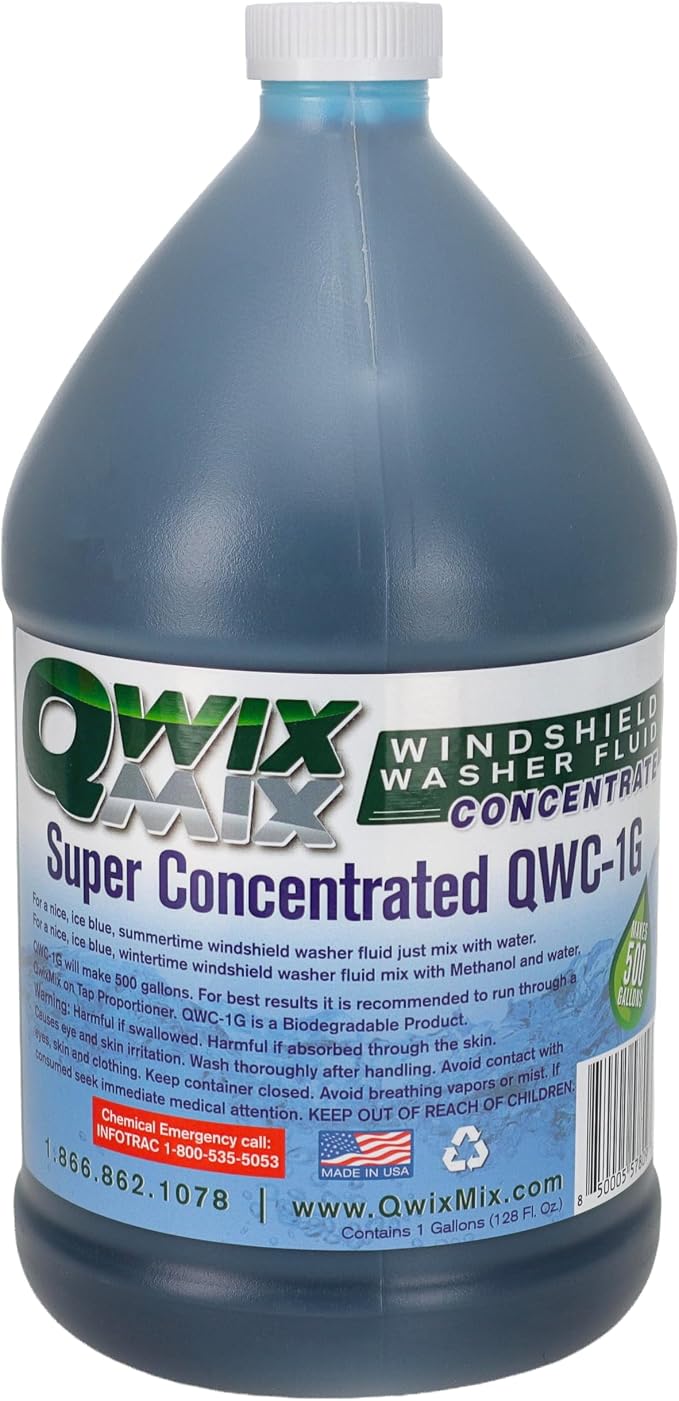 1-Gallon Windshield Washer Fluid Concentrate, Makes 500 Gallons, Biodegradable by Qwix+Mix