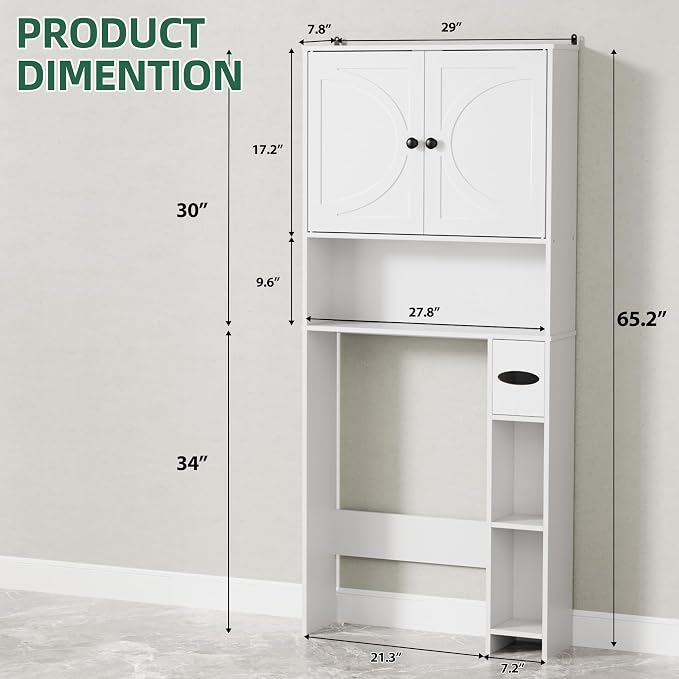 Over The Toilet Storage Cabinet, Freestanding Organizer Toilet Cabinet - Image 2