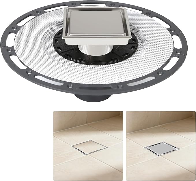 4-Inch Square Shower Drain Kit by Unknown