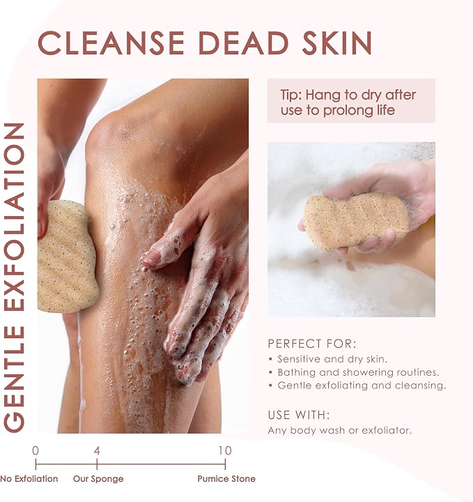 Konjac Sponge Body Exfoliating Walnut | Microplastic Free 100% Natural | - Image 4