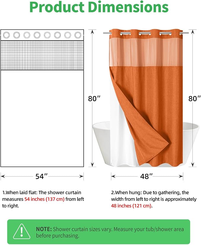 Stall No Hooks Needed Linen Textured Shower Curtain - Image 7