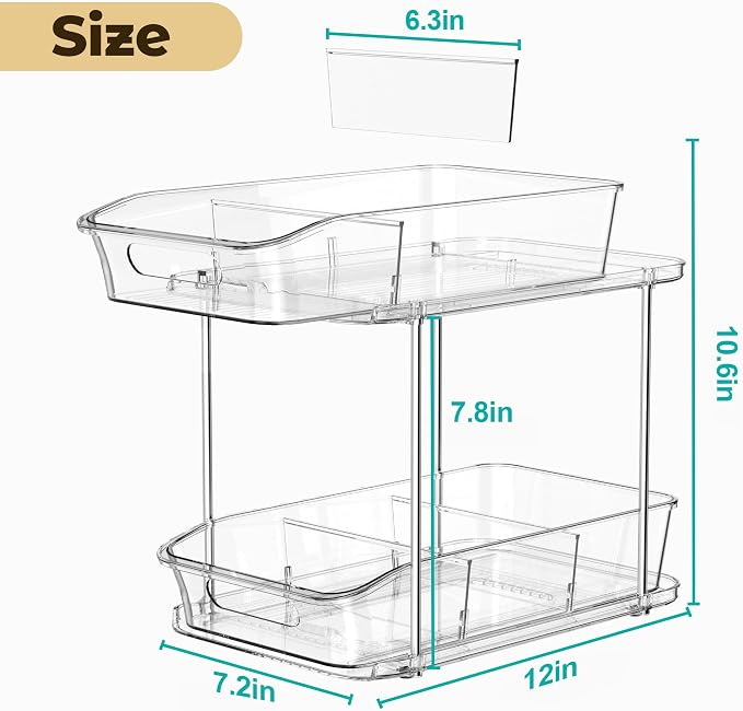 2 Tier Pull-Out Organizer for Bathroom Kitchen, Under Sink Storage - Image 2