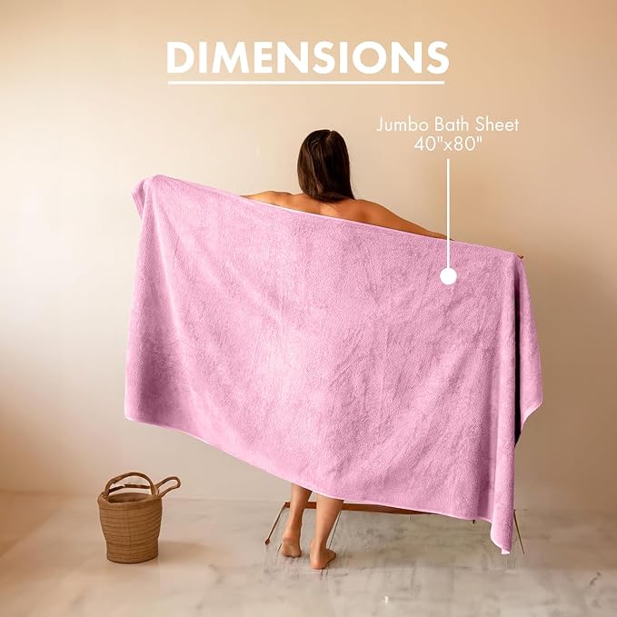 SALBAKOS 100% Turkish Cotton Jumbo Bath Sheet Towel Oversized 40x80 inch | - Image 7