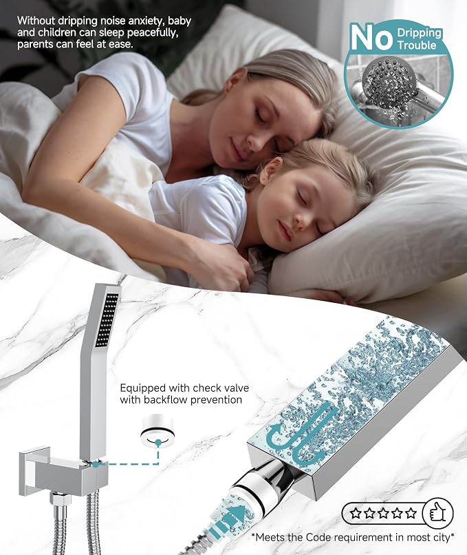 SR SUN RISE Shower System Bathroom 10 Inch Rainfall Shower Head & Handle Set - Image 5