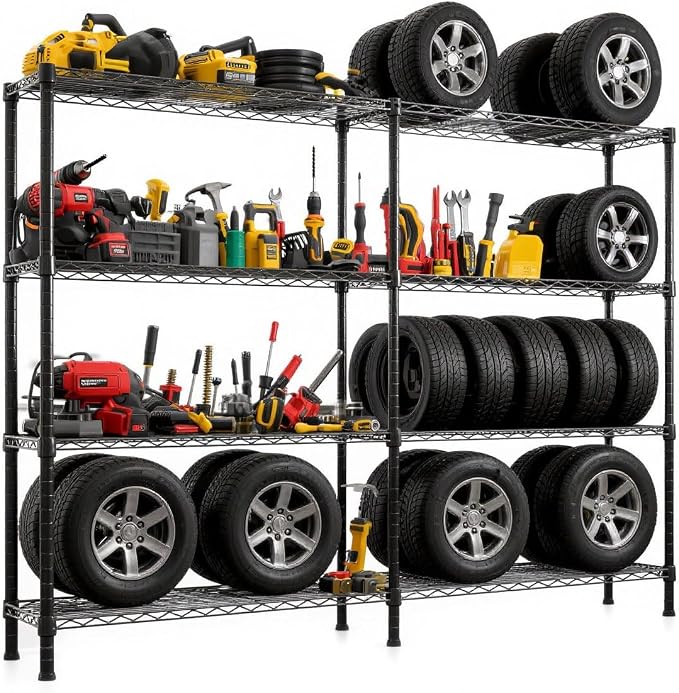 VINGLI 58" W Storage Shelves 1220LBS Heavy Duty Metal Shelving, Upgraded 4 Tier by VINGLI