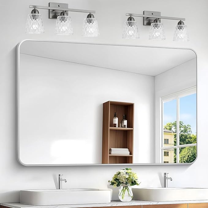 BONEWEI Silver Bathroom Mirror, 55x36 inch Wall Mirror by BONEWEI
