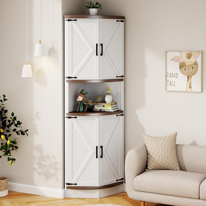 64.8" Farmhouse Corner Cabinet, Dining Room Tall Corner Cabinet - Image 6