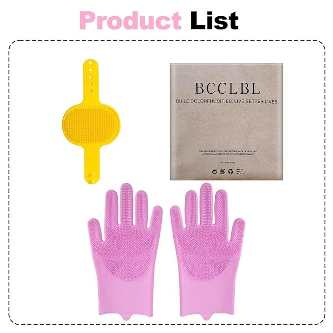 Pet Grooming Gloves and Brush Set, Dog and Cat Bath Scrubber Silicone Gloves - Image 8