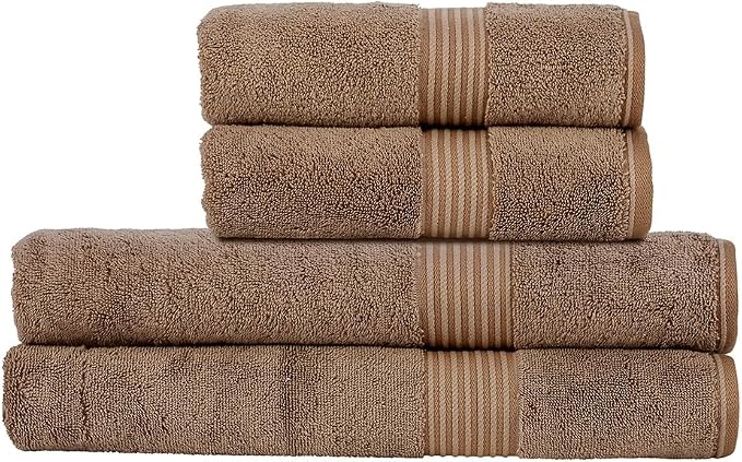 Christy Supreme Hygro 4 Piece Towel Set | Mocha | 100% Luxury Supima Cotton | by Christy