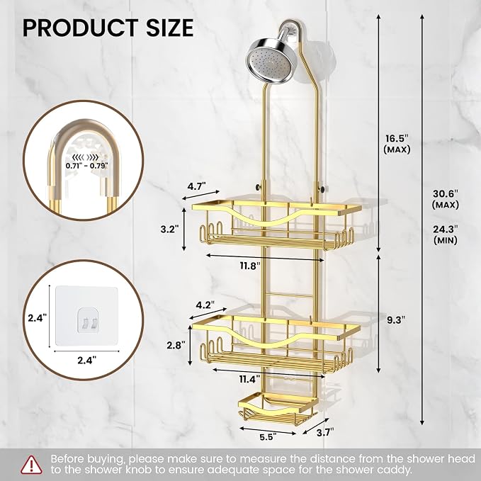 Shower Caddy Hanging Adjustable Shower Caddy, Rustproof Shower Organizer - Image 6