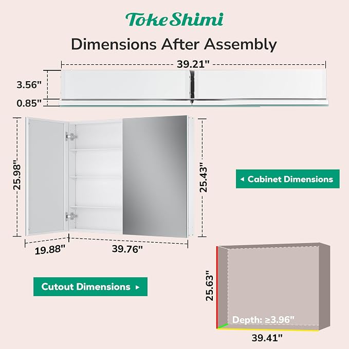 TokeShimi 40x26 Bathroom Medicine Cabinet - Image 2