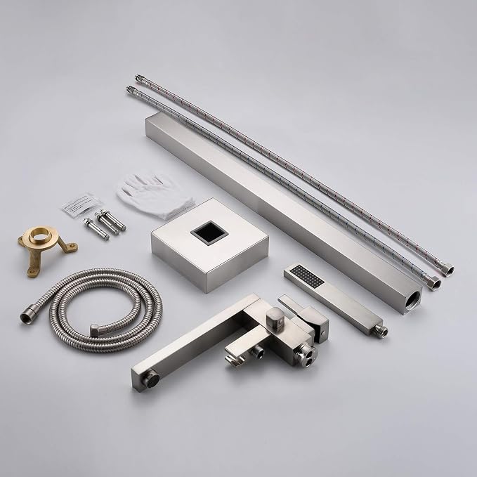 Freestanding Bathtub Faucet Tub Filler Brushed Nickel Floor Mount Bathroom - Image 7