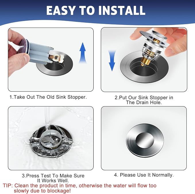 AURUZA 2 Pack Universal Bathroom Sink Stopper, Strainer - Image 7