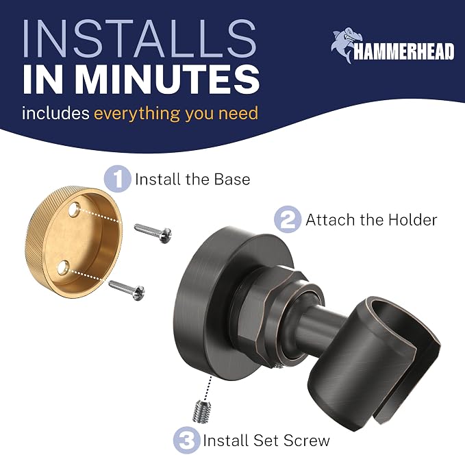 HammerHead Showers Solid Metal Handheld Showerhead Holder Wall Mount, - Image 5
