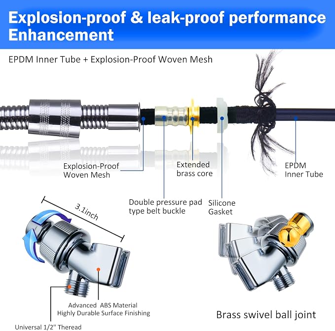 High Pressure Shower Heads, Handheld Turbo Fan Shower, Hydro Jet Shower Head - Image 2