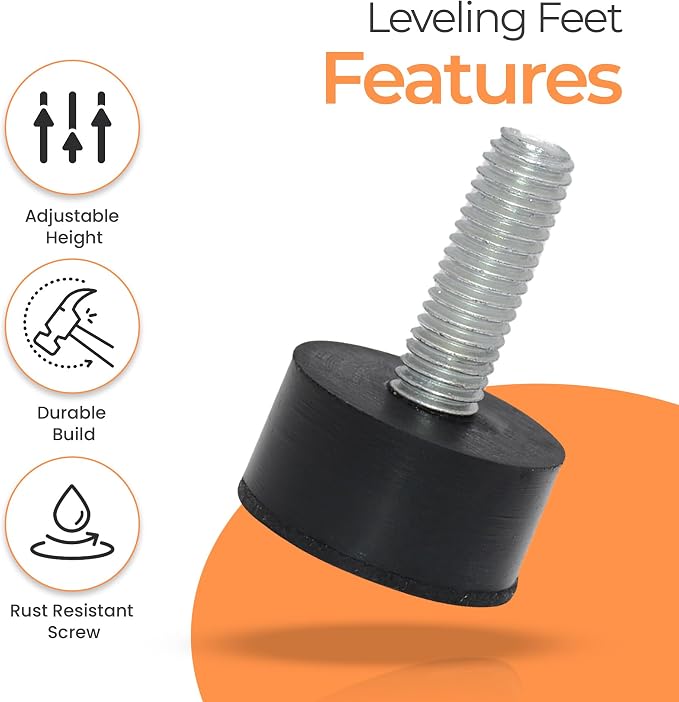 M8 Rubber Adjustable Furniture Leveler，8 Pack Leveling Feet Screws in Threaded - Image 7