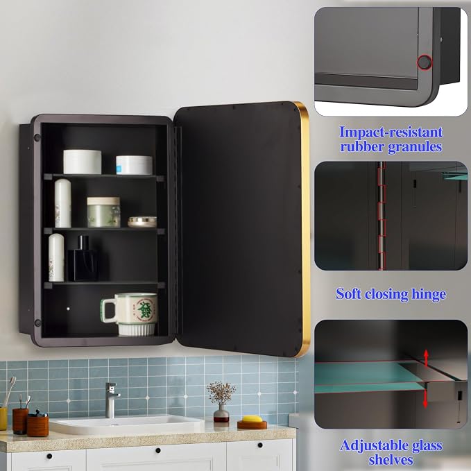 Bathroom Medicine Cabinet, Recessed & Surface Wall Cabinet - Image 6