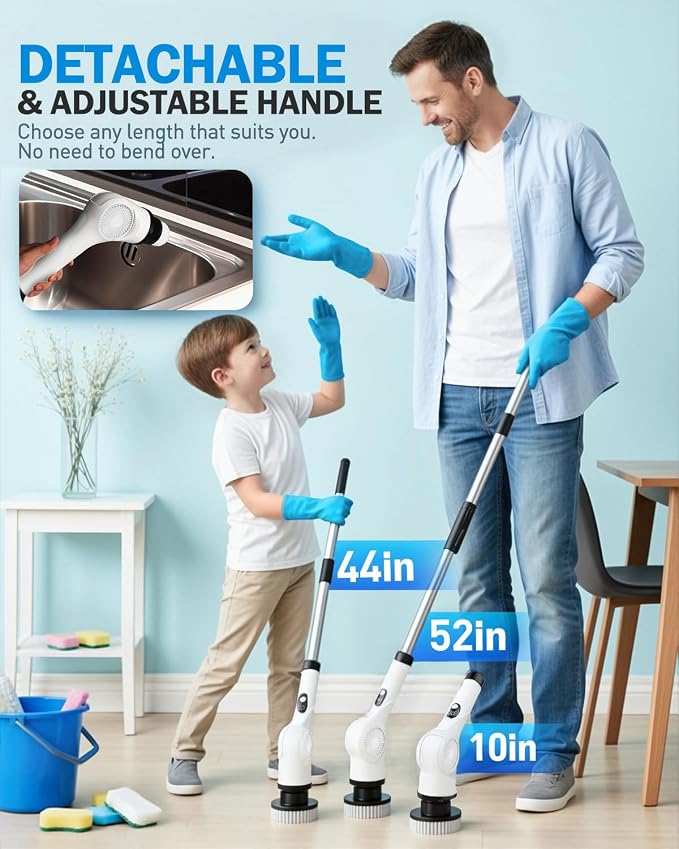 Electric Spin Scrubber, 3-Speed Cordless Shower Scrubber - Image 5
