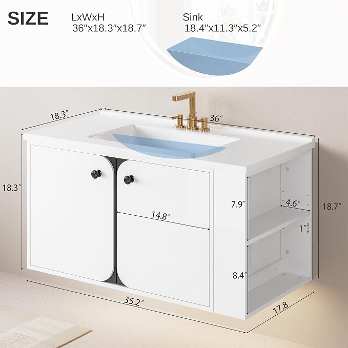 IRONCK 36 Inch Bathroom Vanity - Image 2