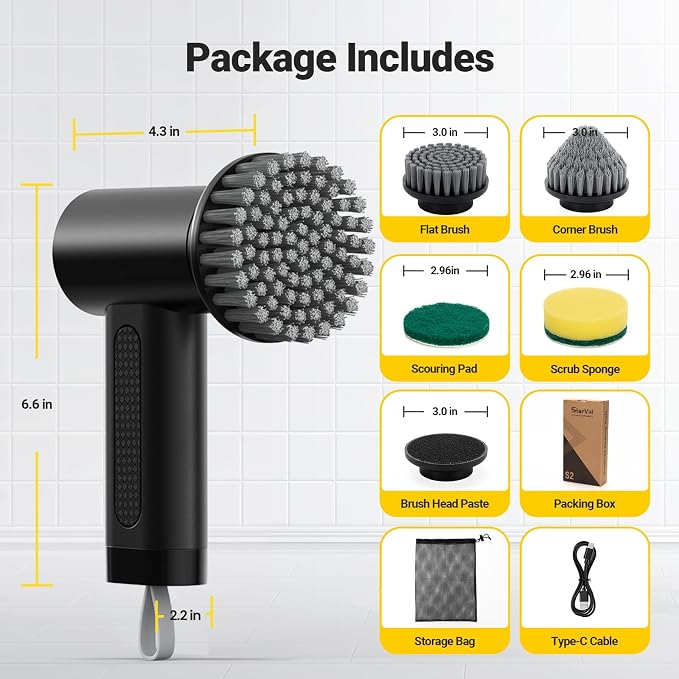 Electric Spin Scrubber, 2000 mAh Cordless Power Scrubber - Image 8