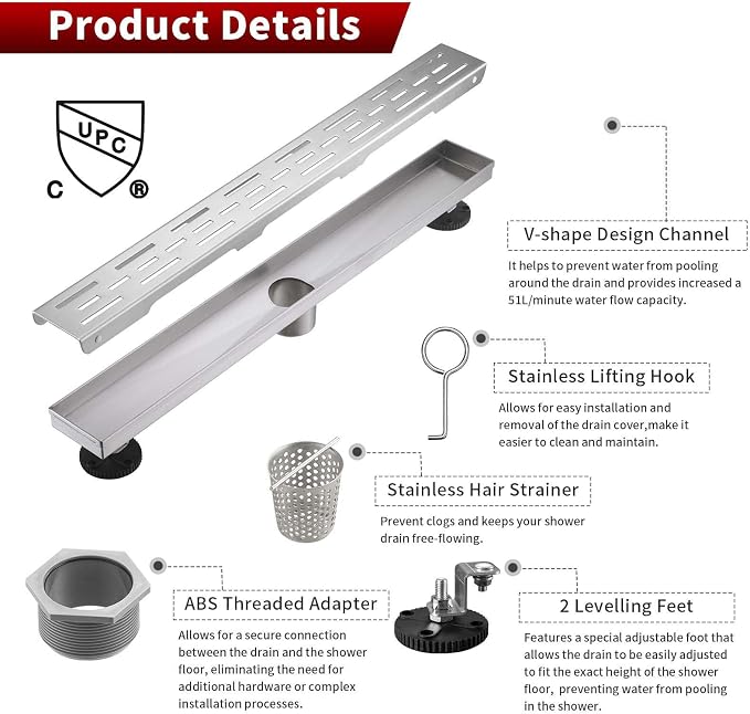 Sharp-tec Linear Shower Drain, 36 inch Shower Drain - Image 5