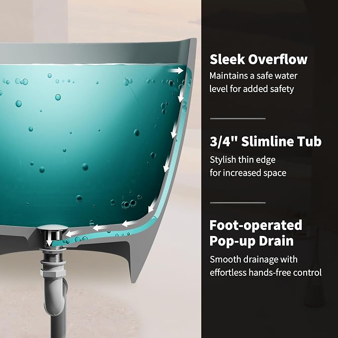 Abruzzo 65" Freestanding Solid Surface Bathtub - Image 8